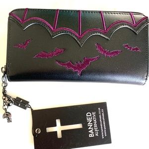 Banned Alternative Purple and Black Bat Wallet NWT